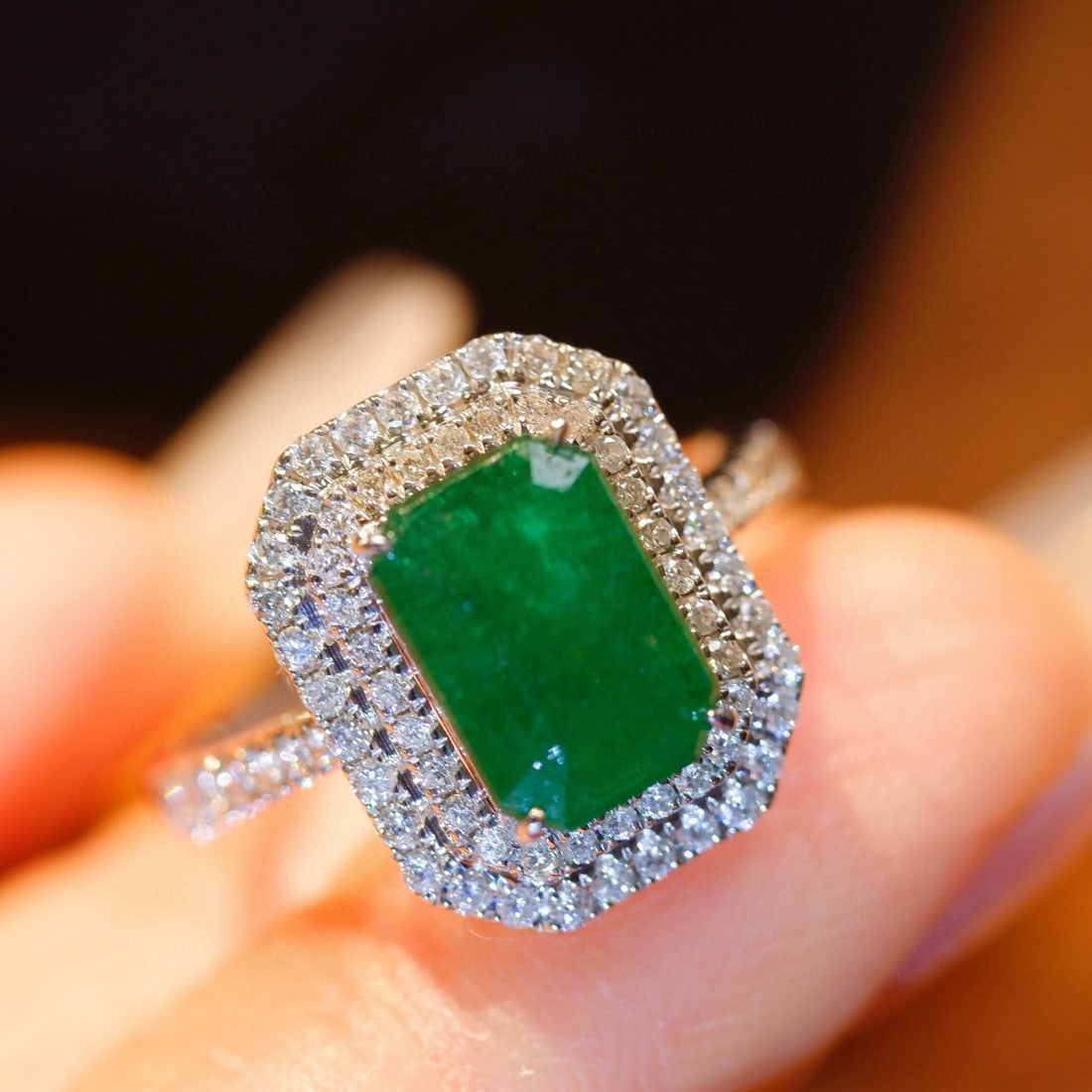 14k Gold 2.26 Ctw Natural Emerald & Diamond Ring (1 of 9)