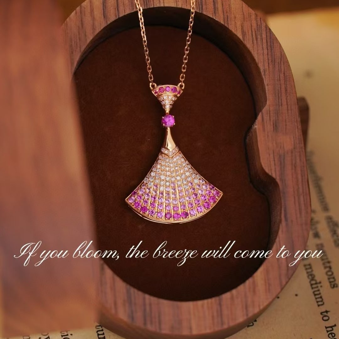 14k Gold 1.08 Ct Natural Sapphire & Diamond Necklace: Ref:231119146 // gold content:14k gold // main gemstone:sapphire & diamond // shape:round // carat weight:1. 08ct // color:pink & white // treatment:natural // cut grade:g // Condition: NewLow