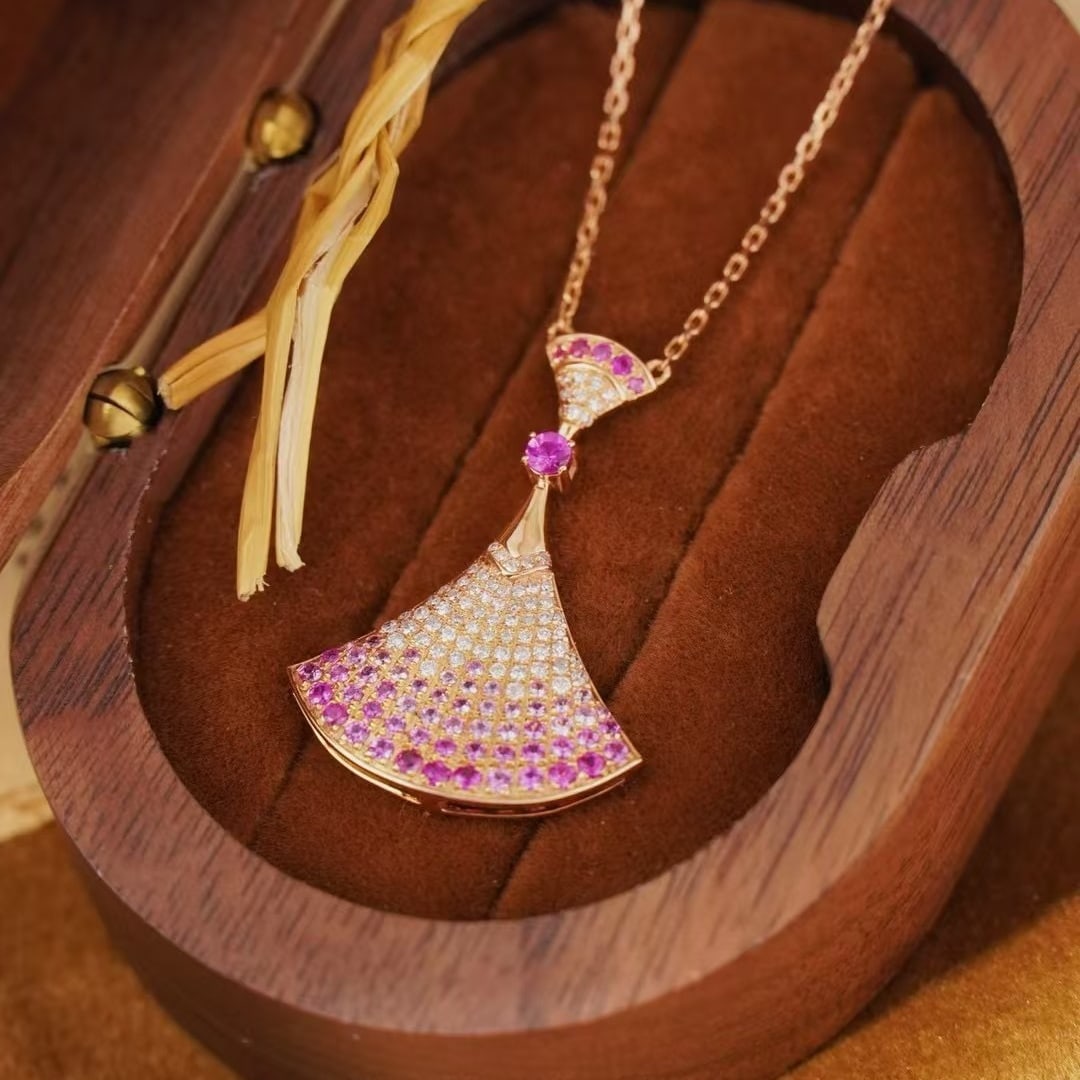 14k Gold 1.08 Ct Natural Sapphire & Diamond Necklace - 2