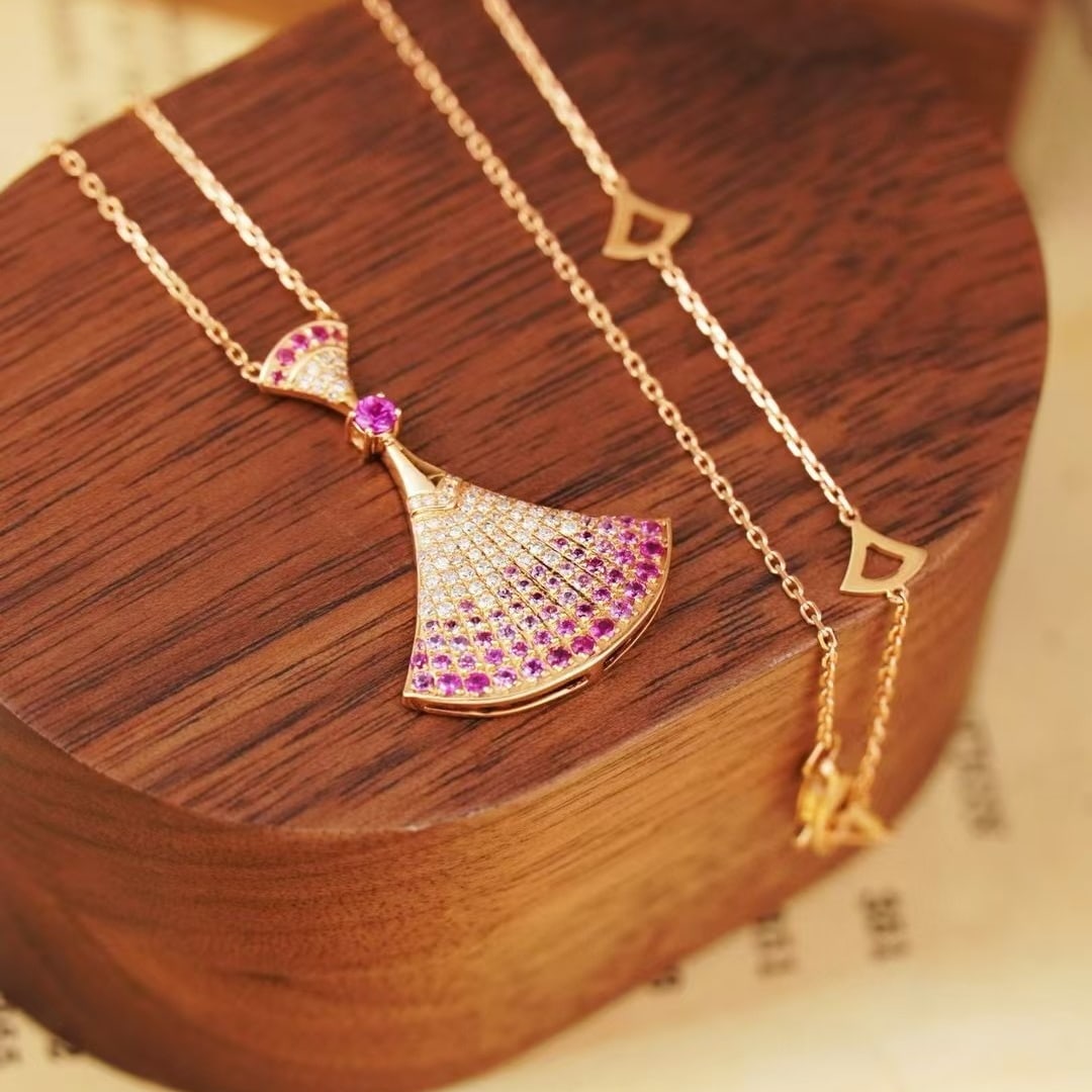 14k Gold 1.08 Ct Natural Sapphire & Diamond Necklace - 3