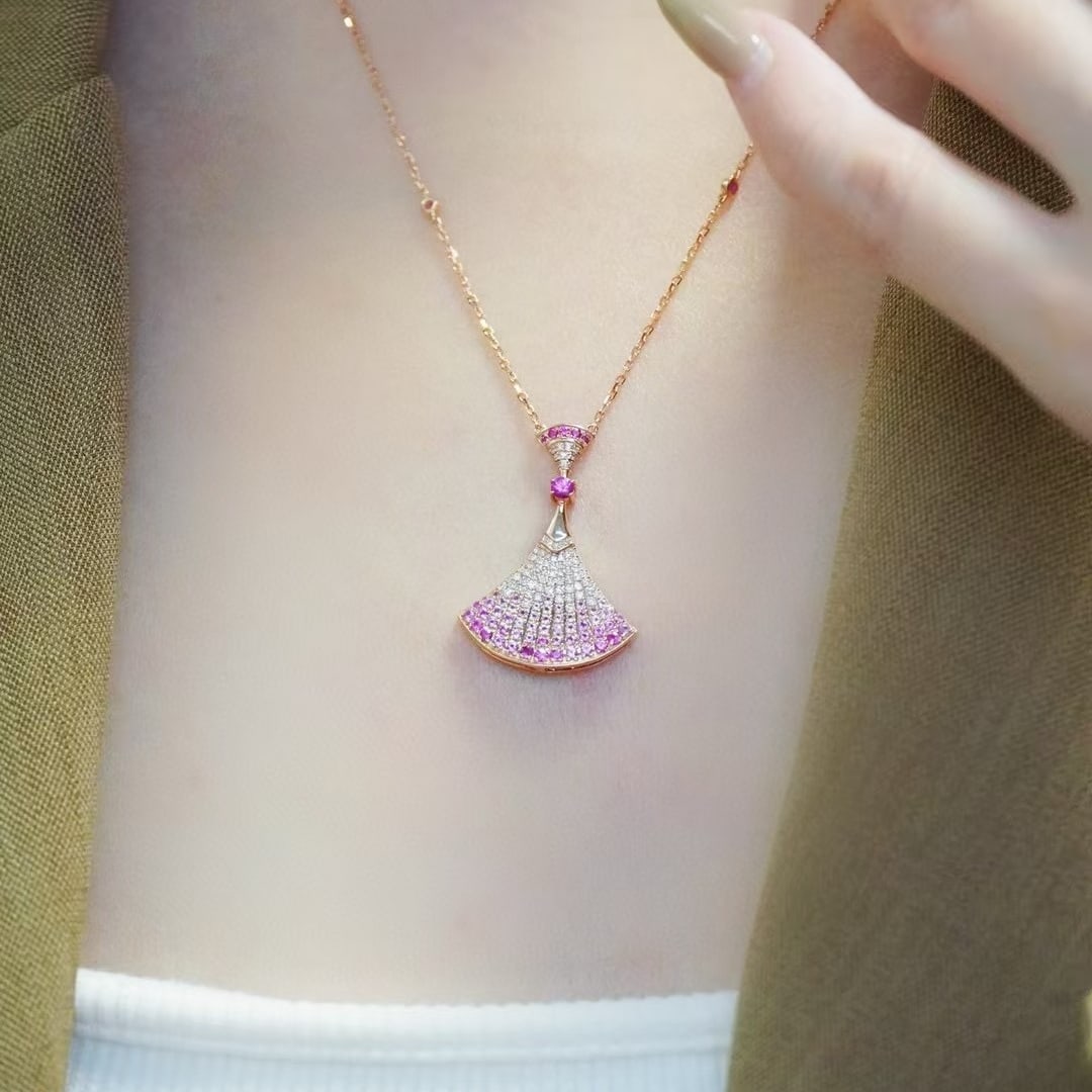 14k Gold 1.08 Ct Natural Sapphire & Diamond Necklace - 4