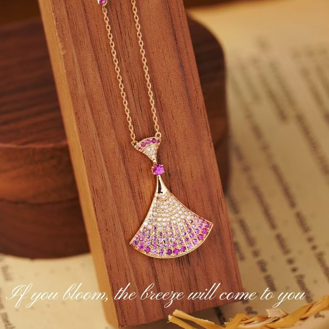 14k Gold 1.08 Ct Natural Sapphire & Diamond Necklace - 6