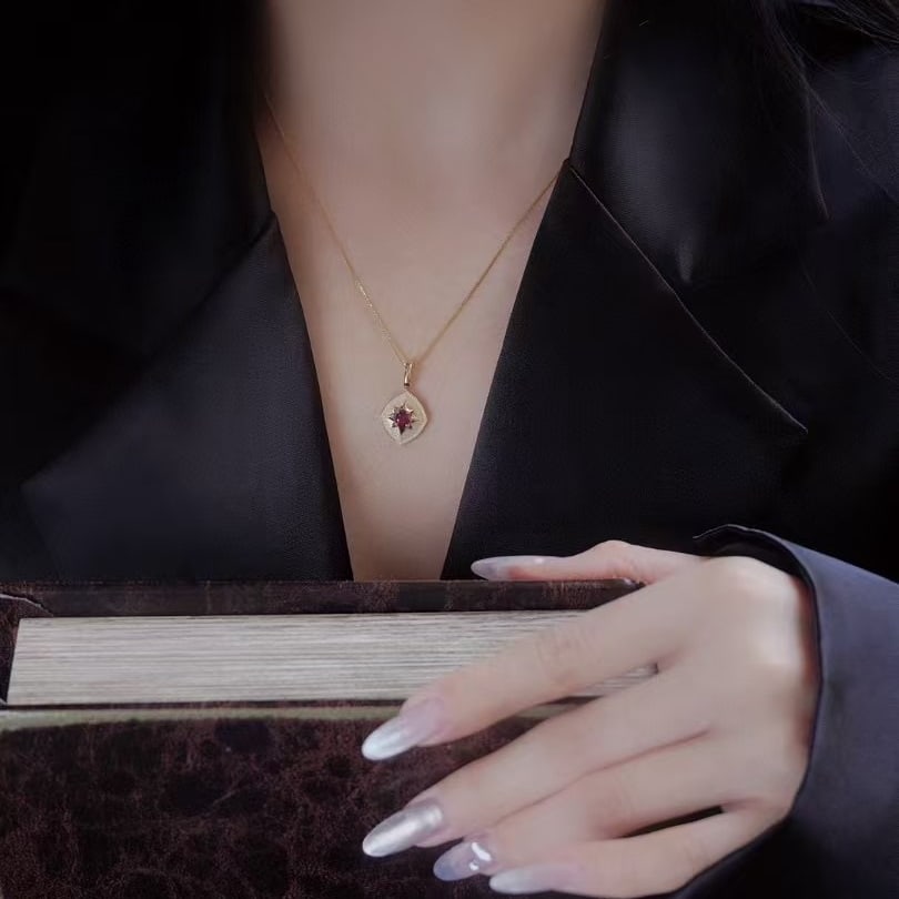 14k Gold 0.5 Ct Natural Ruby Pendant( Without Chain ) - 2