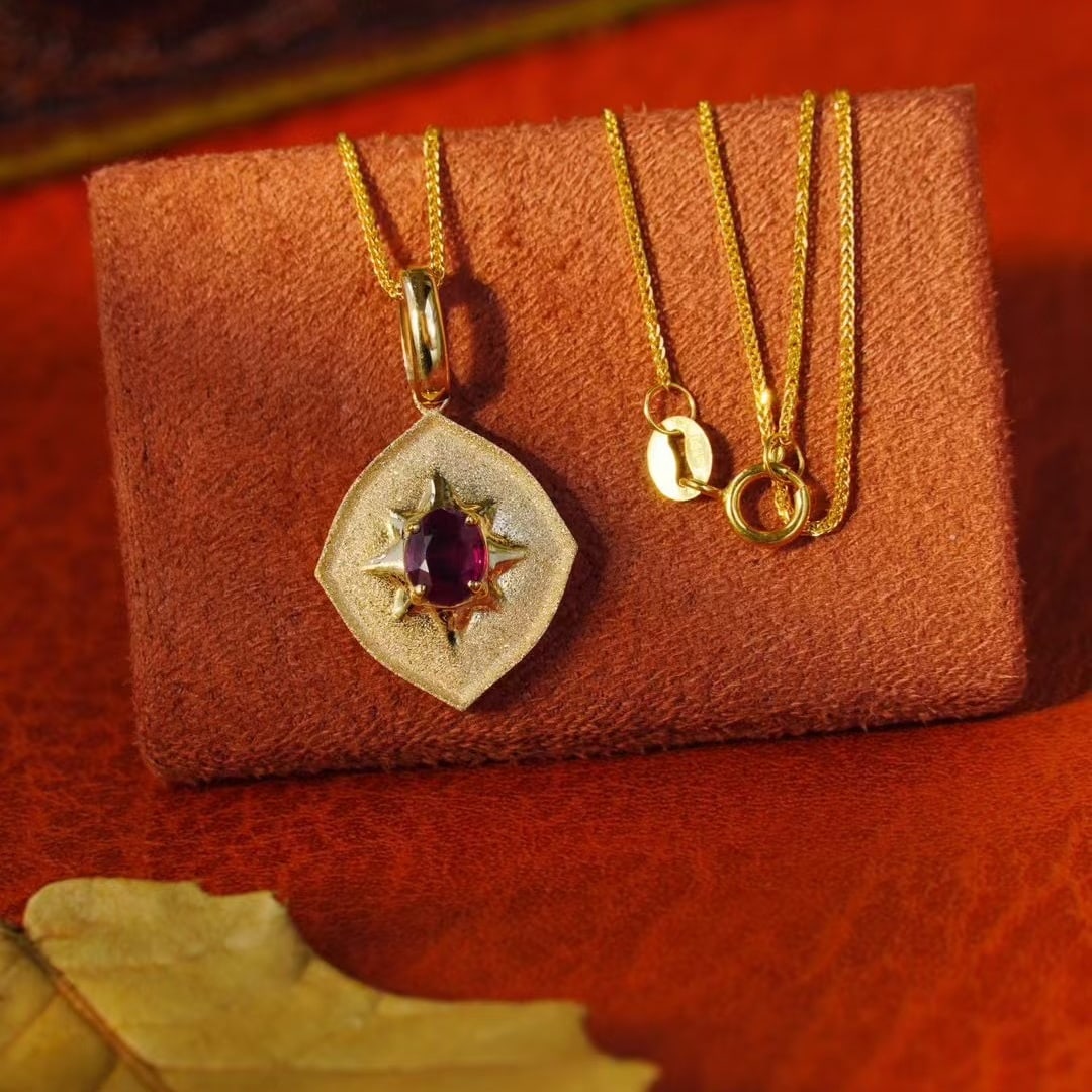 14k Gold 0.5 Ct Natural Ruby Pendant( Without Chain ) - 5