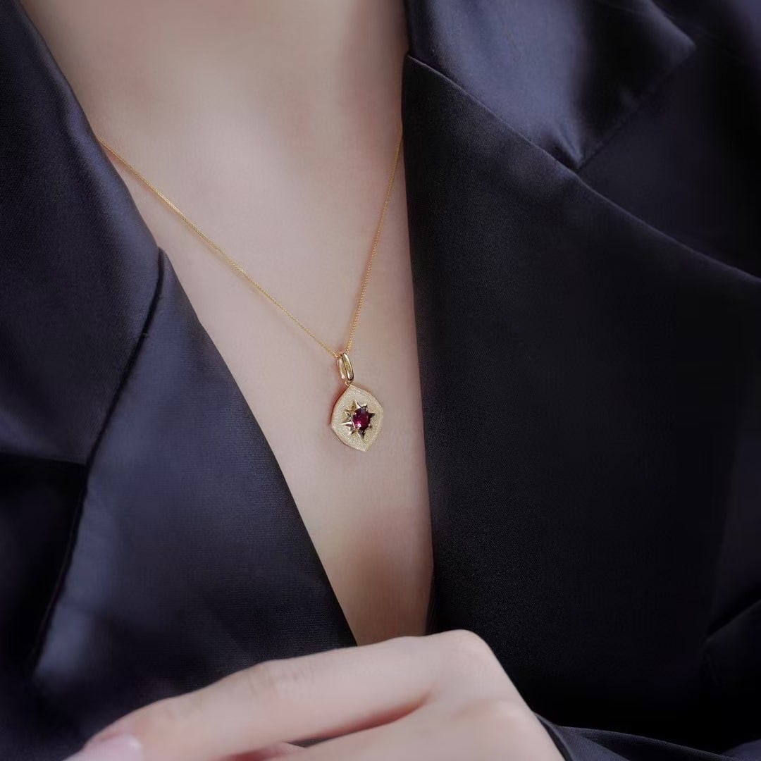 14k Gold 0.5 Ct Natural Ruby Pendant( Without Chain ) - 6