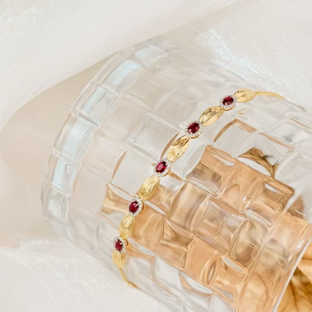 14k Gold 1.4 Ctw Natural Ruby & Diamond Bracelet - 3