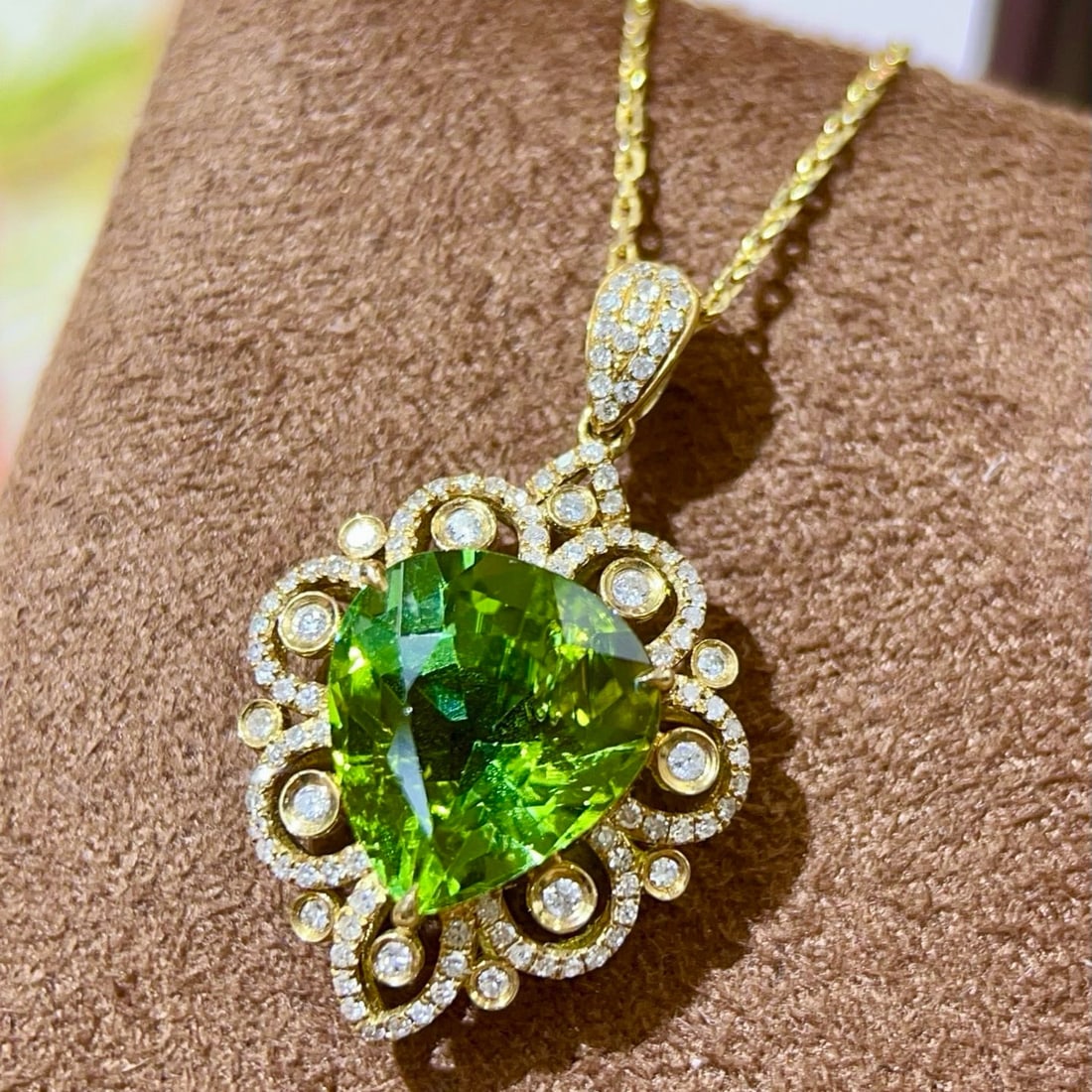 14k Gold 5.07 Ctw Natural Tourmaline & Diamond Pendant( Without Chain ) - 4