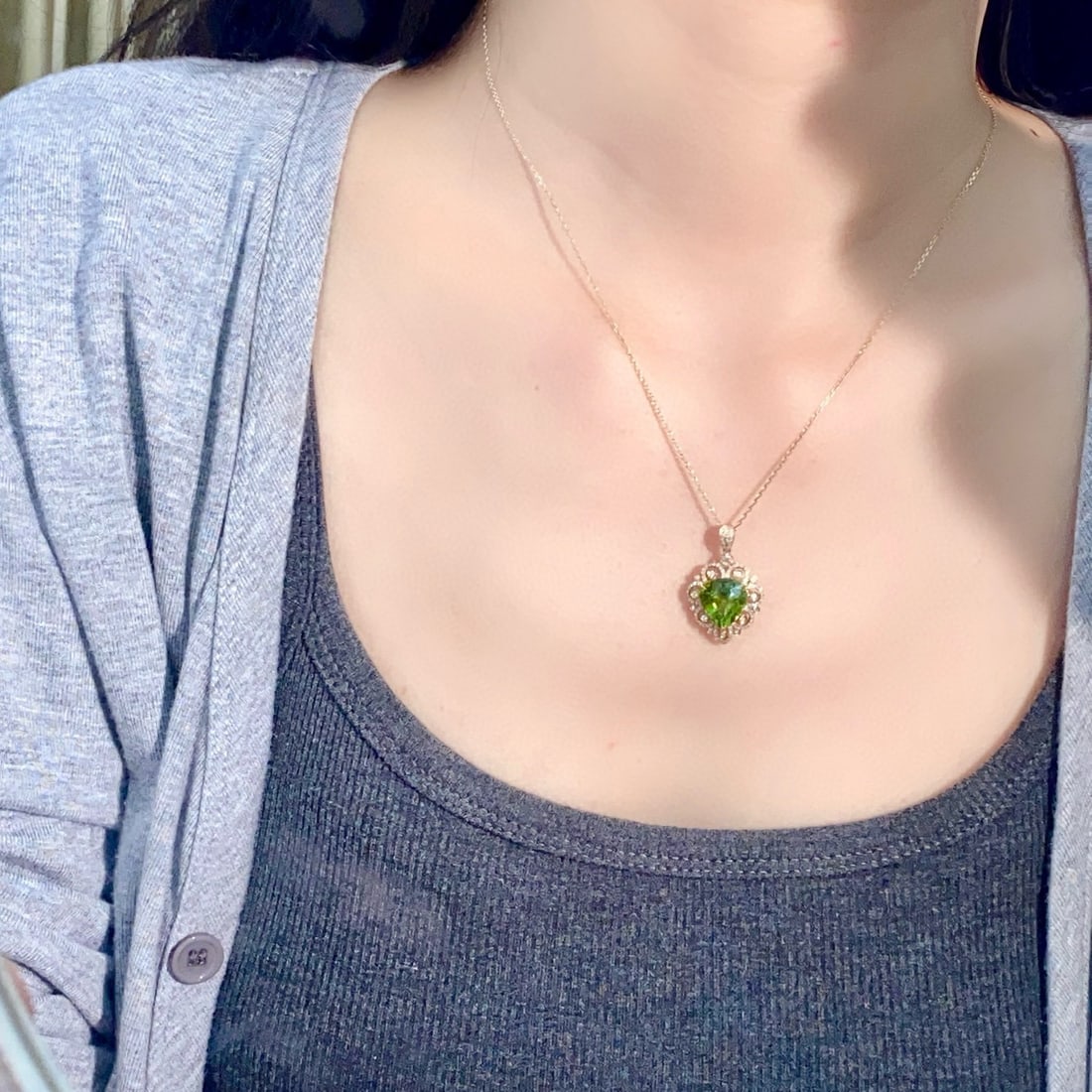 14k Gold 5.07 Ctw Natural Tourmaline & Diamond Pendant( Without Chain ) - 5