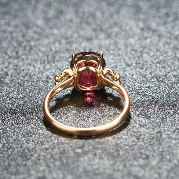 14k Gold 2.8 Ct Natural Tourmaline & Diamond & Tsavorite Ring - 6