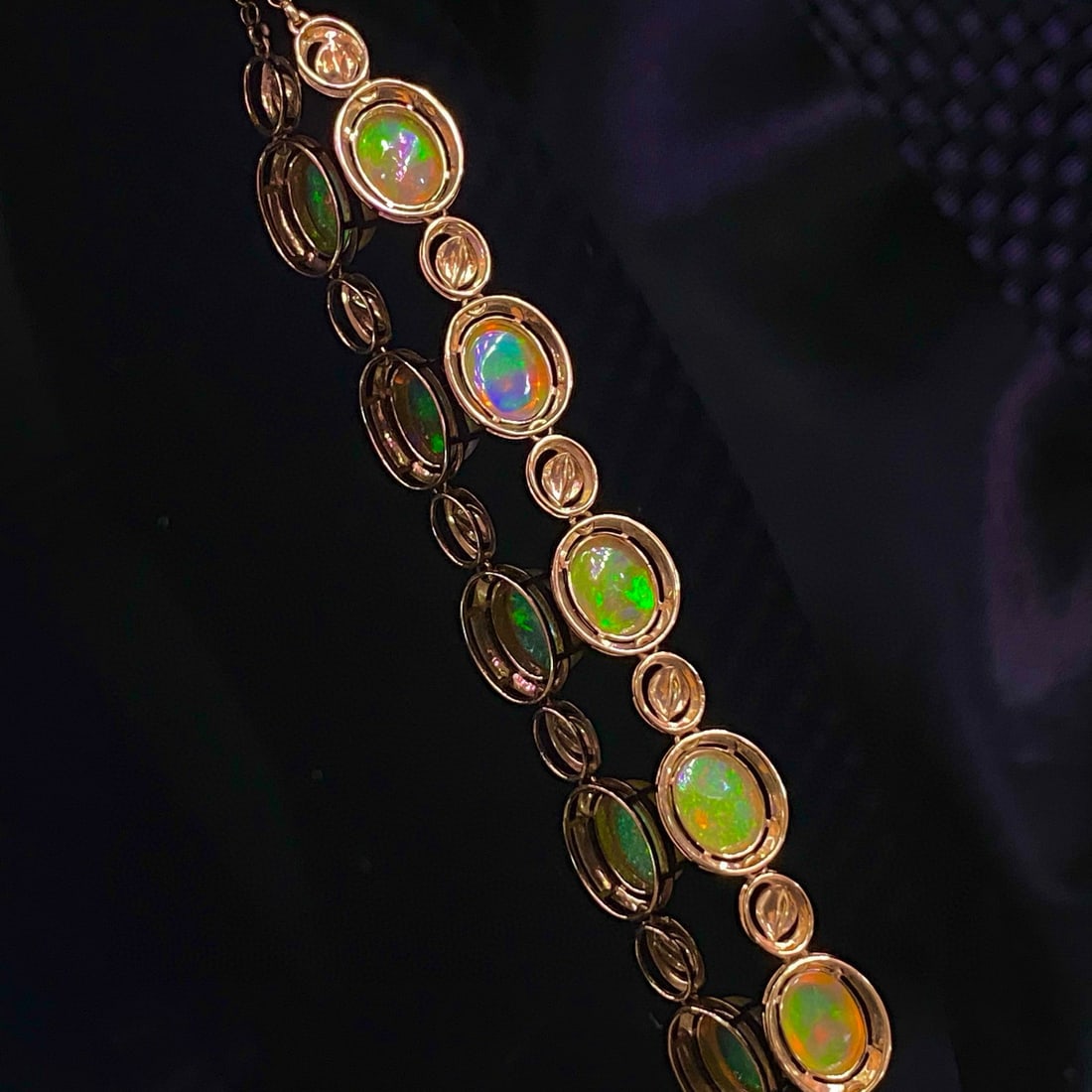 14k Gold 4.05 Ct Natural Opal & Diamond Bracelet - 5