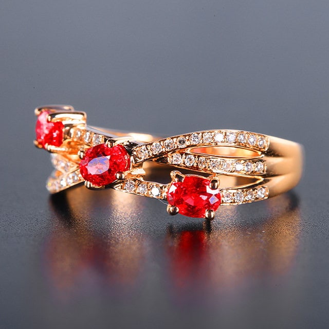 14k Gold 0.97 Ctw Natural Ruby & Diamond Ring - 3