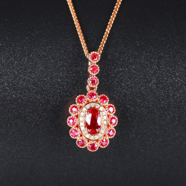 14k Gold 0.83 Ctw Natural Ruby & Ruby Pendant( Without Chain ) (1 of 5)