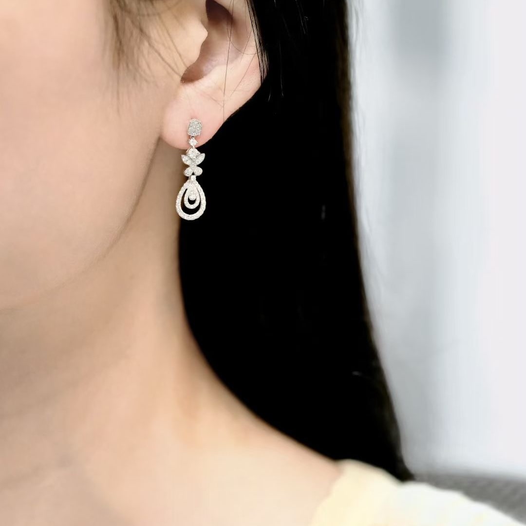 14k Gold 0.9 Ct Natural H Diamond Earrings - 6