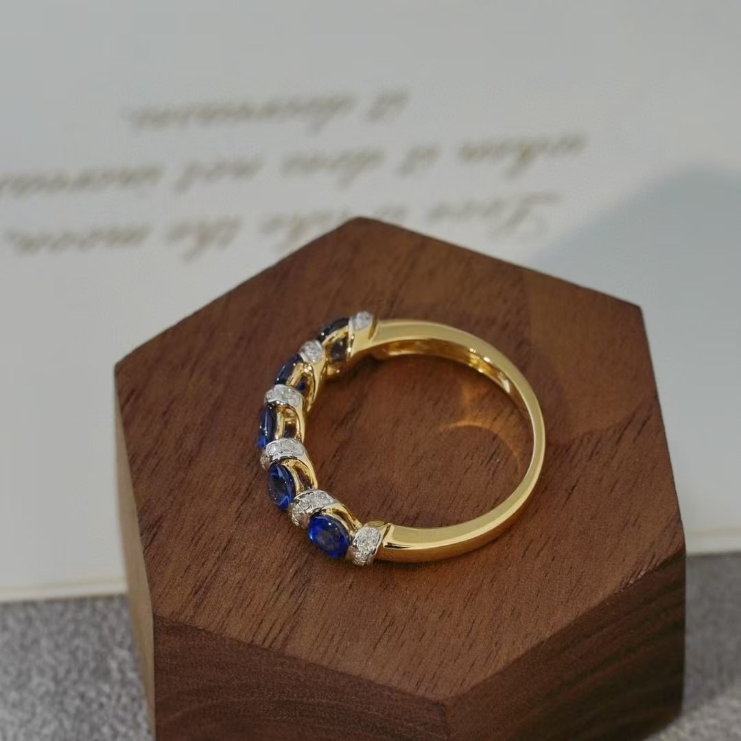 14k Gold 1.43 Ct Natural Sapphire & Diamond Ring - 2