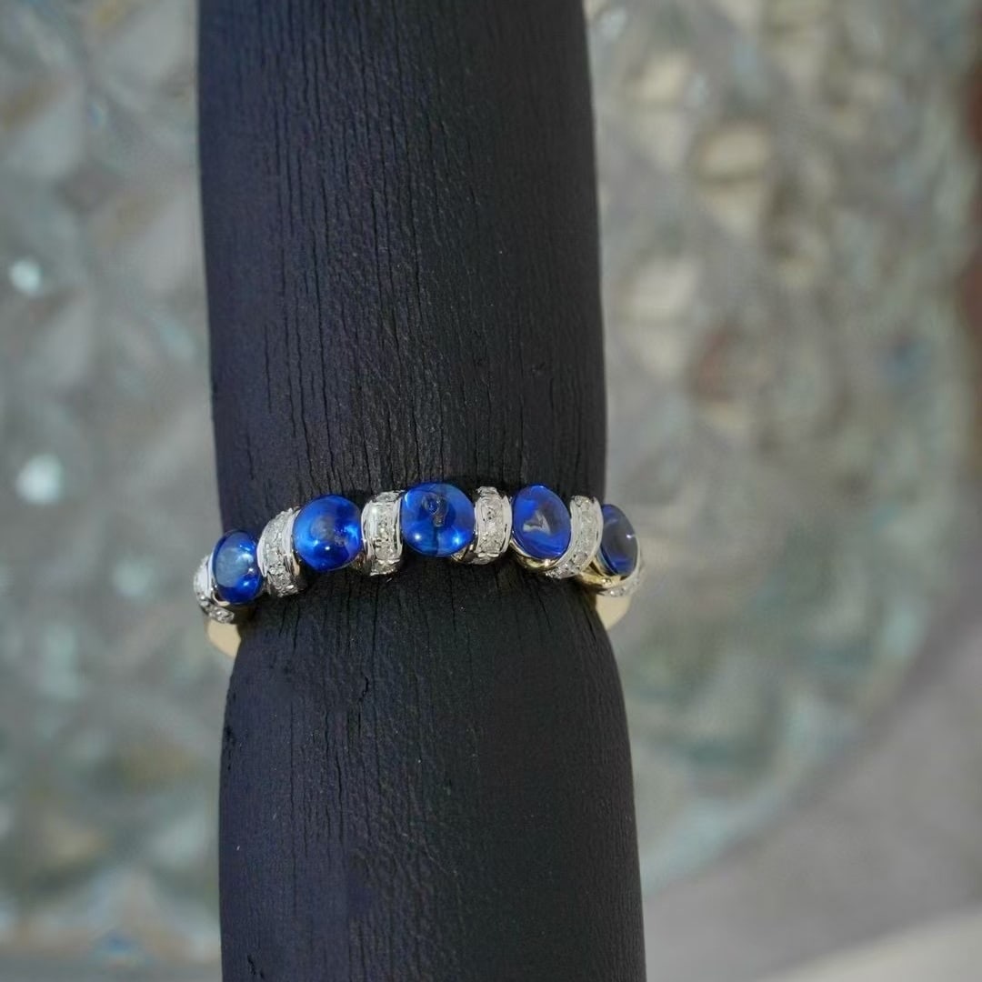 14k Gold 1.43 Ct Natural Sapphire & Diamond Ring - 3