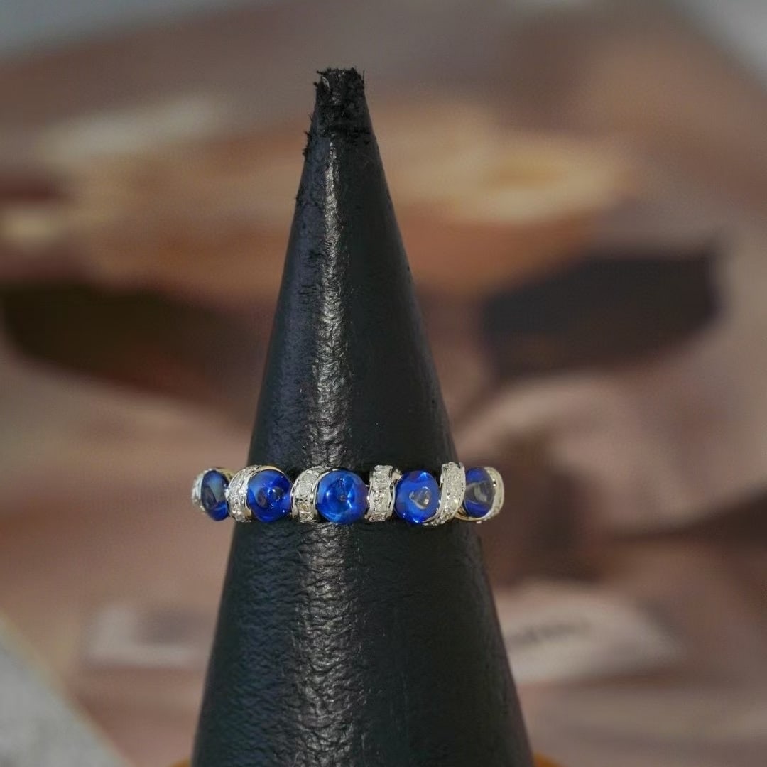 14k Gold 1.43 Ct Natural Sapphire & Diamond Ring - 4