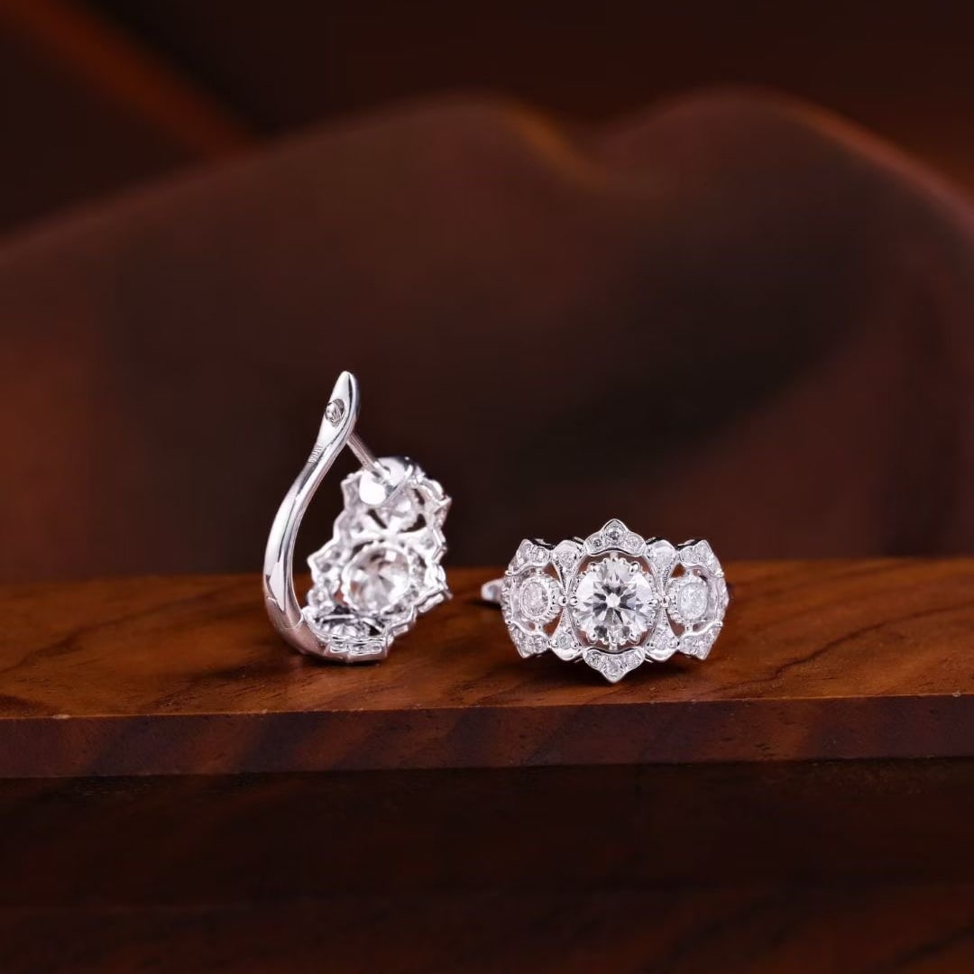 14k Gold 1.00 Ctw Natural H Diamond Earrings - 6