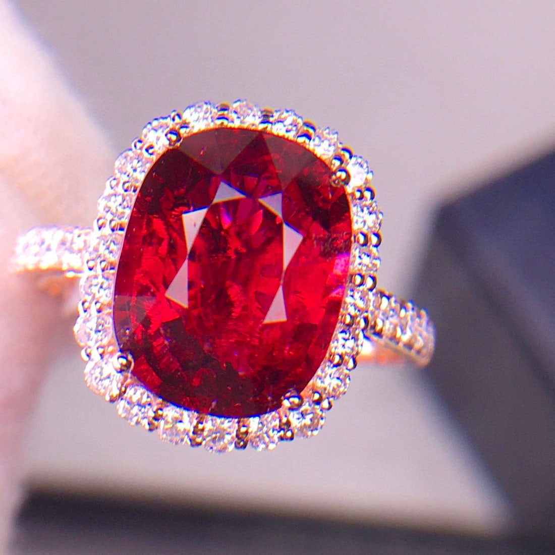 14k Gold 4.66 Ct Natural Tourmaline & Diamond Ring - 6