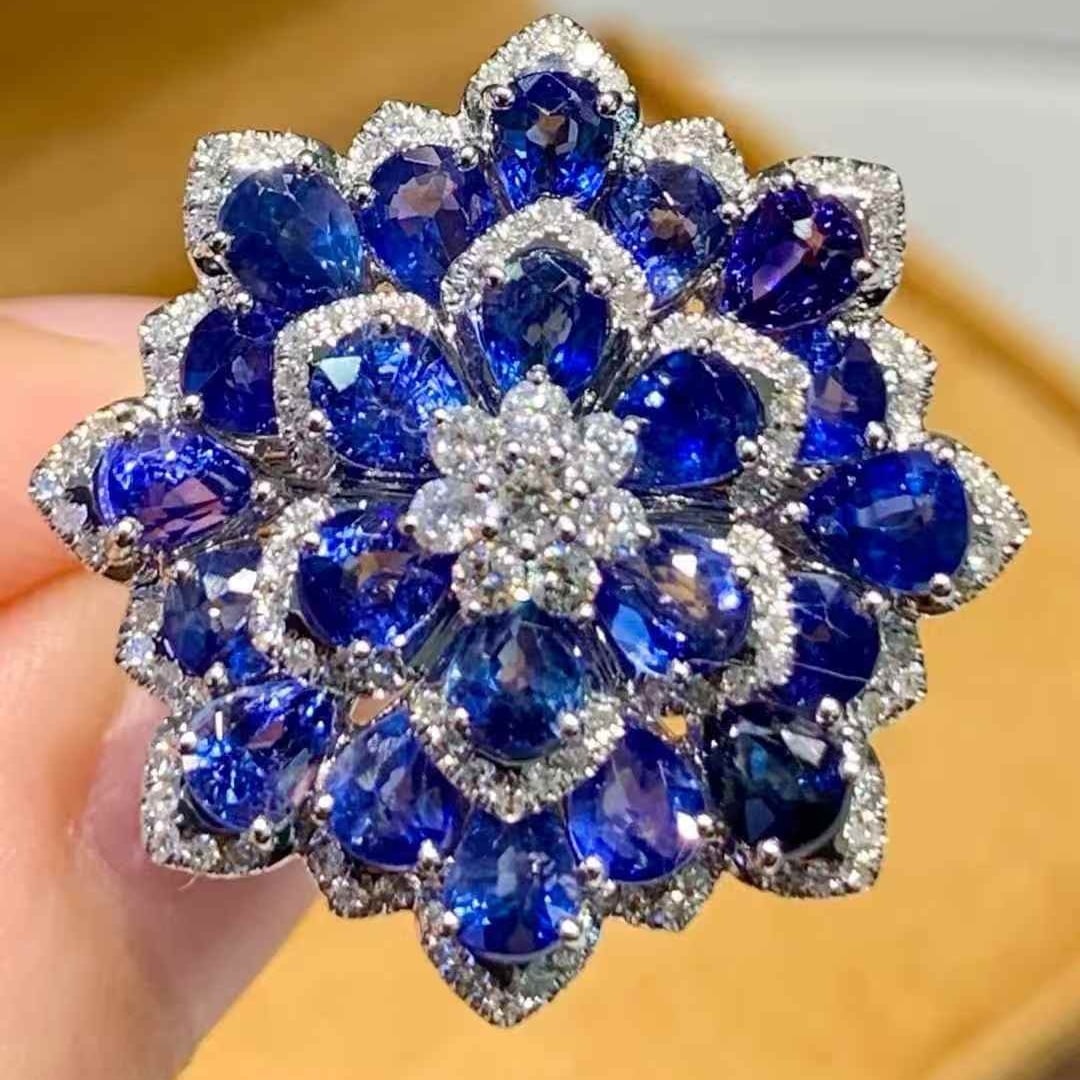 14k Gold 5.01 Ct Natural Sapphire & Diamond Ring - 3