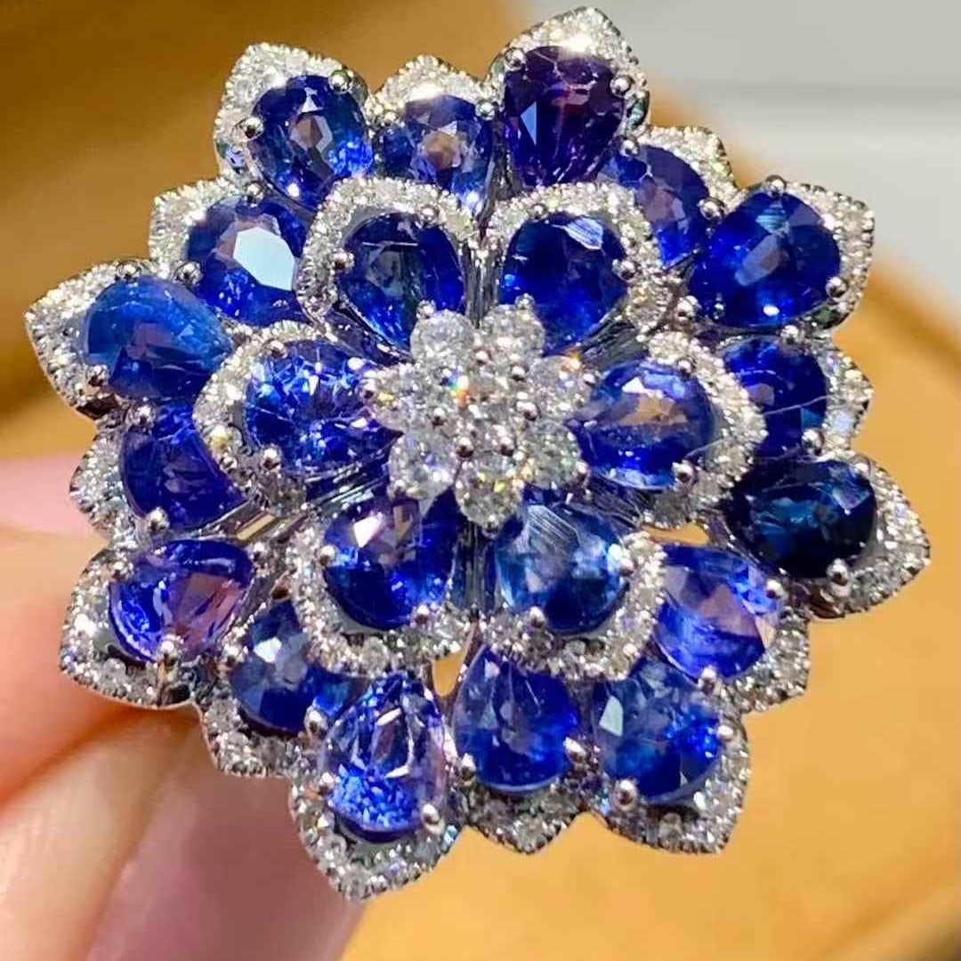 14k Gold 5.01 Ct Natural Sapphire & Diamond Ring - 5