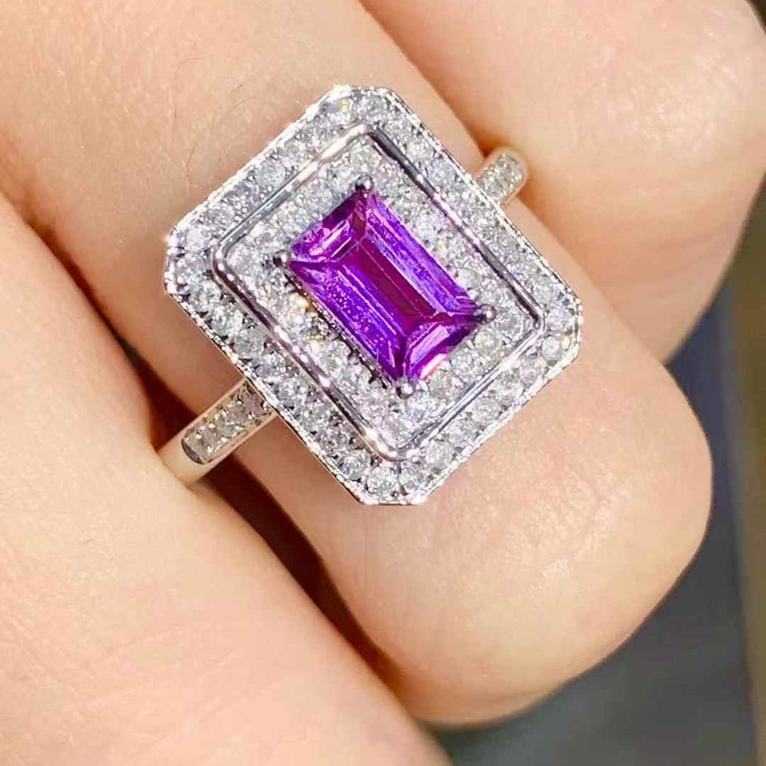 14k Gold 0.8 Ct Natural Sapphire & Diamond Ring - 5