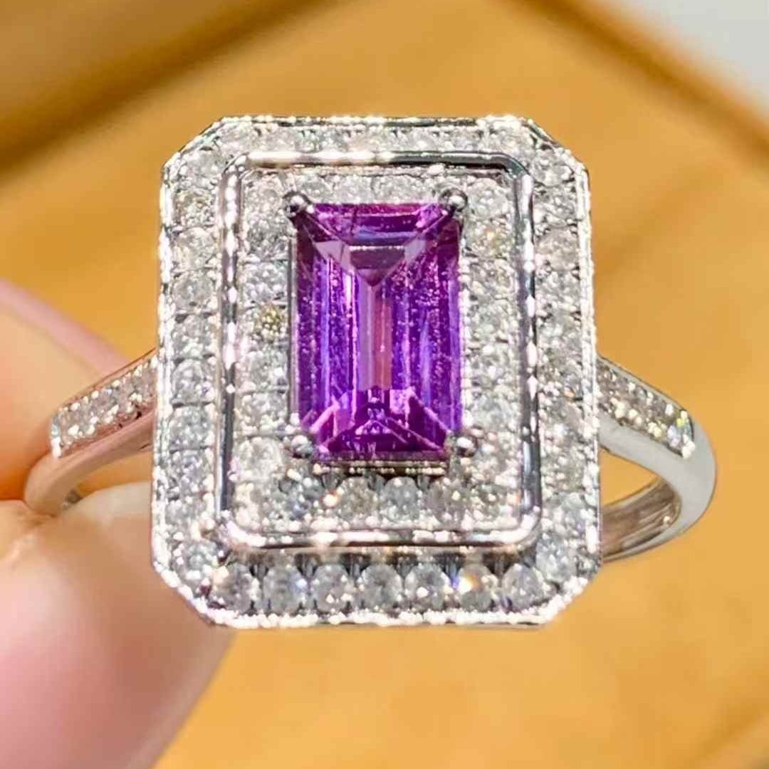 14k Gold 0.8 Ct Natural Sapphire & Diamond Ring - 6