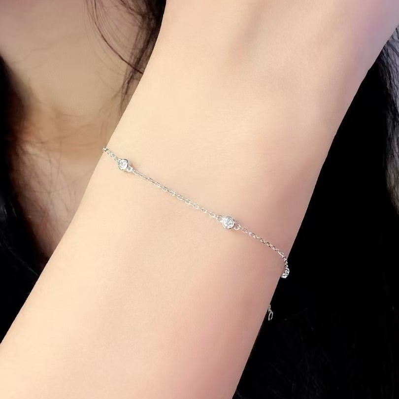 14k Gold 0.18 Ct Natural H Diamond Bracelet - 6