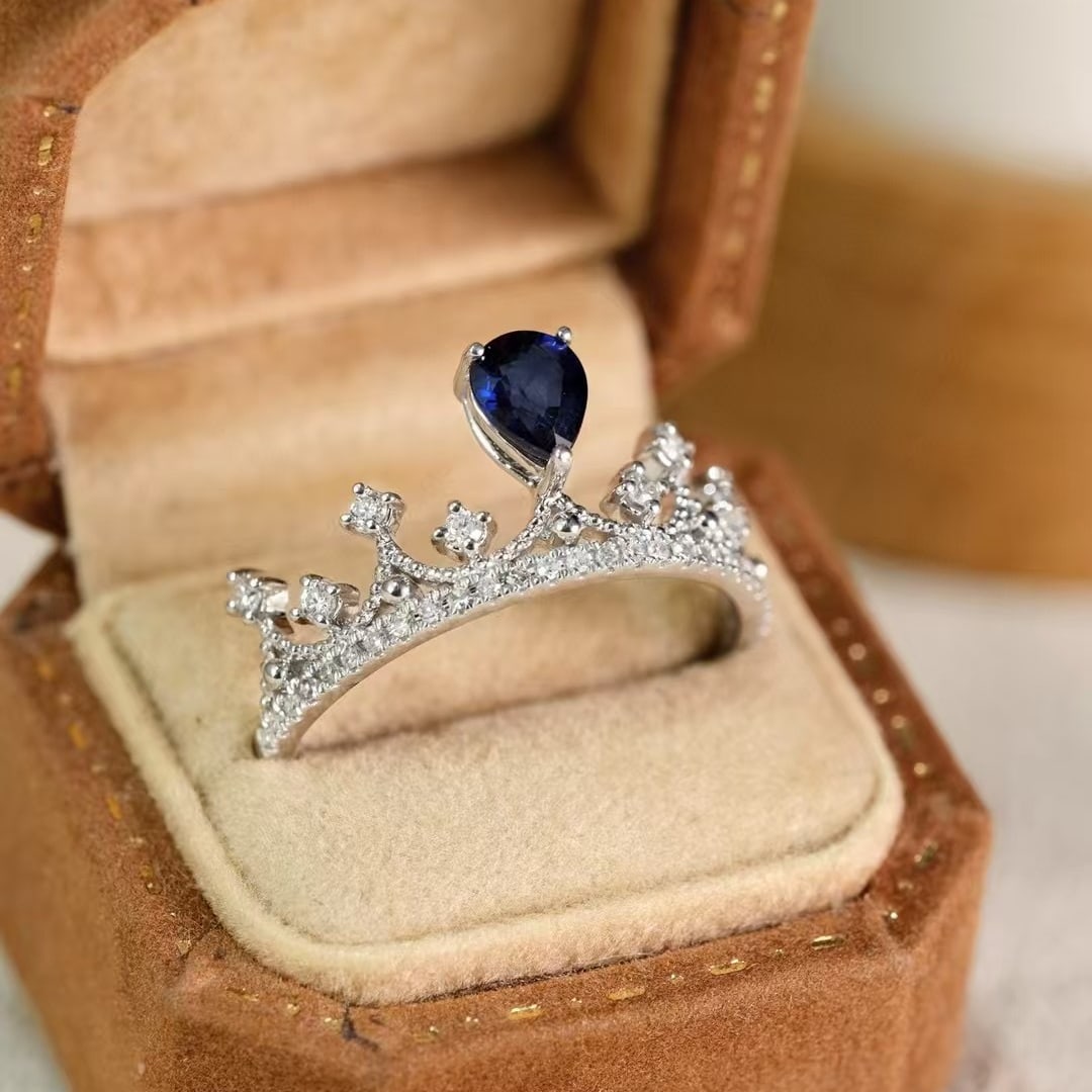 14k Gold 0.88 Ctw Natural Sapphire & Diamond Ring - 2