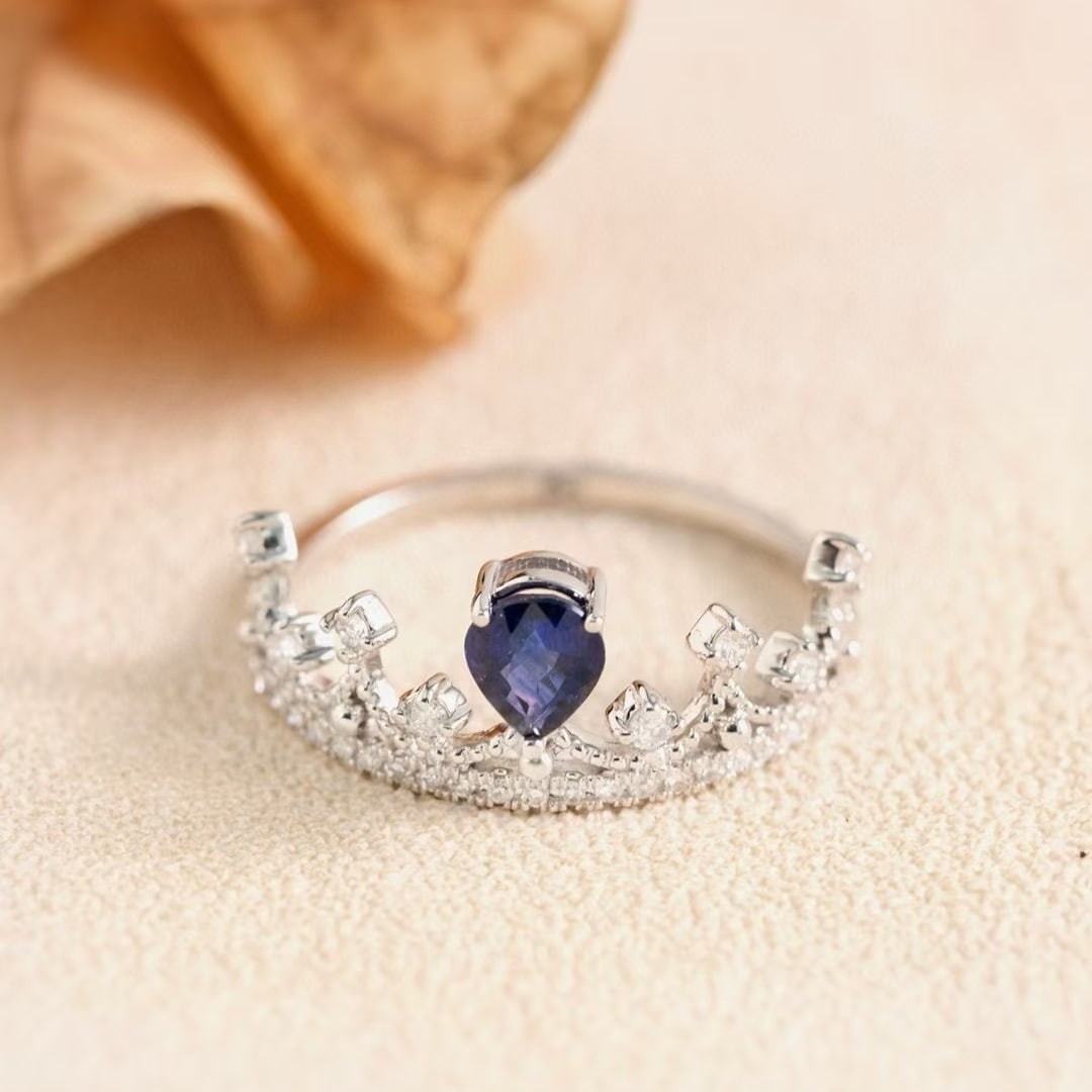 14k Gold 0.88 Ctw Natural Sapphire & Diamond Ring - 4