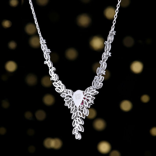 14k Gold 1.40 Ctw Natural Ruby & Diamond Necklace - 4