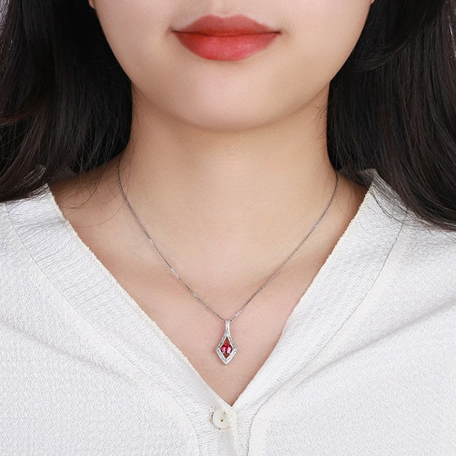 14k Gold 0.91 Ctw Natural Ruby & Diamond Pendant( Without Chain ) - 6