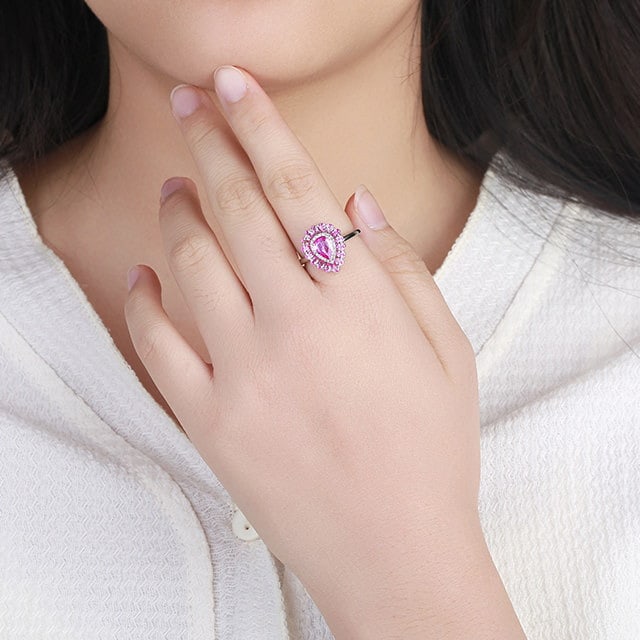 14k Gold 1.91 Ctw Natural Padparadscha Sapphire & Diamond Ring - 5