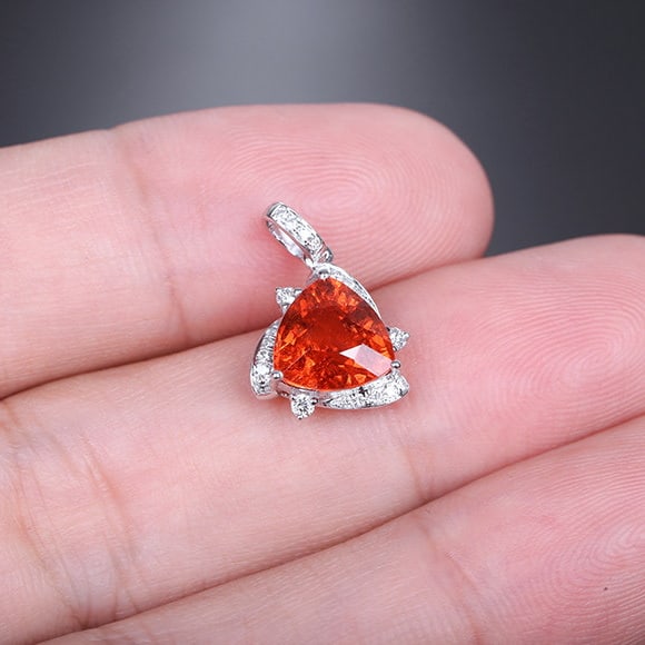 14k Gold 3.25 Ctw Natural Spessartine & Diamond Pendant( Without Chain ) - 6