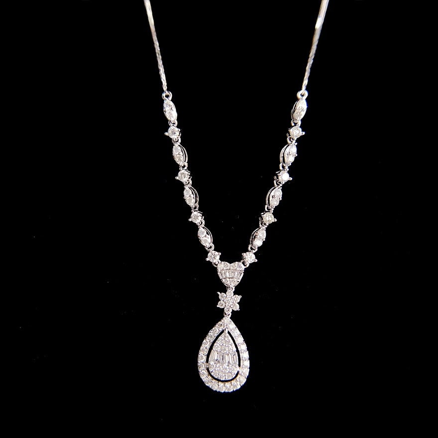 14k Gold 1 Ct Natural H Diamond Necklace - 2