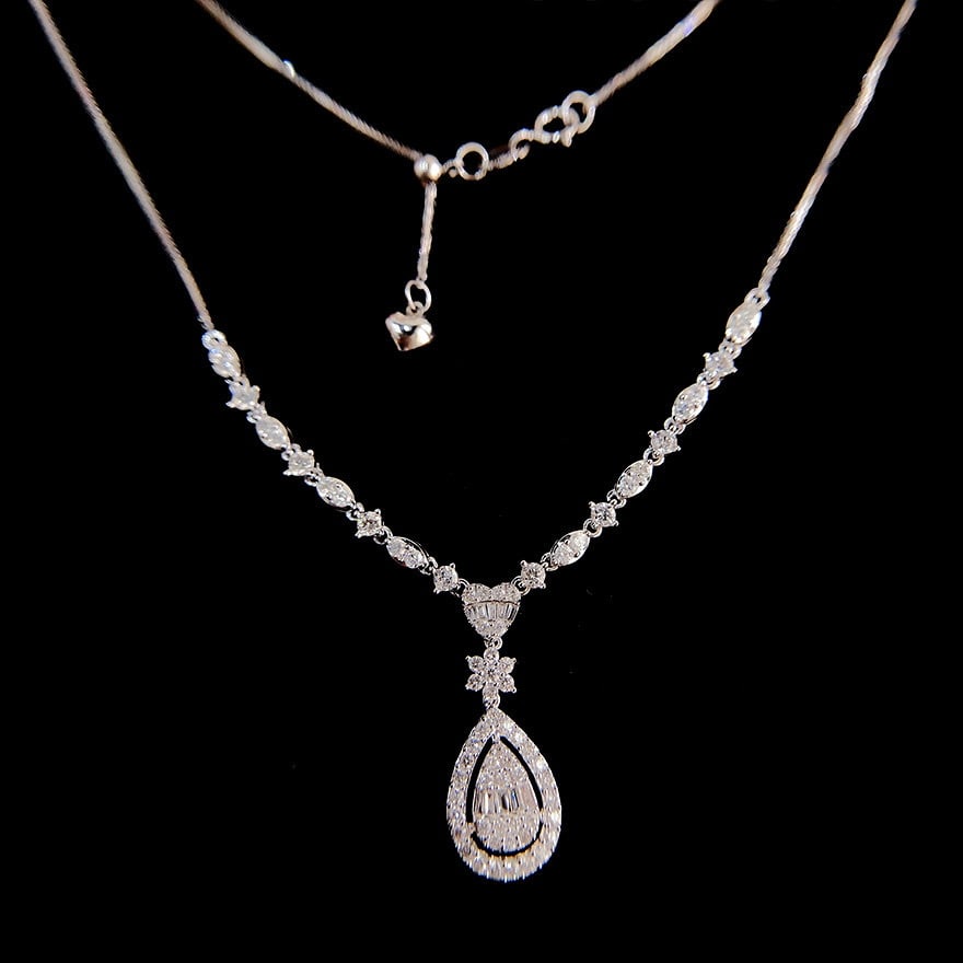 14k Gold 1 Ct Natural H Diamond Necklace - 3