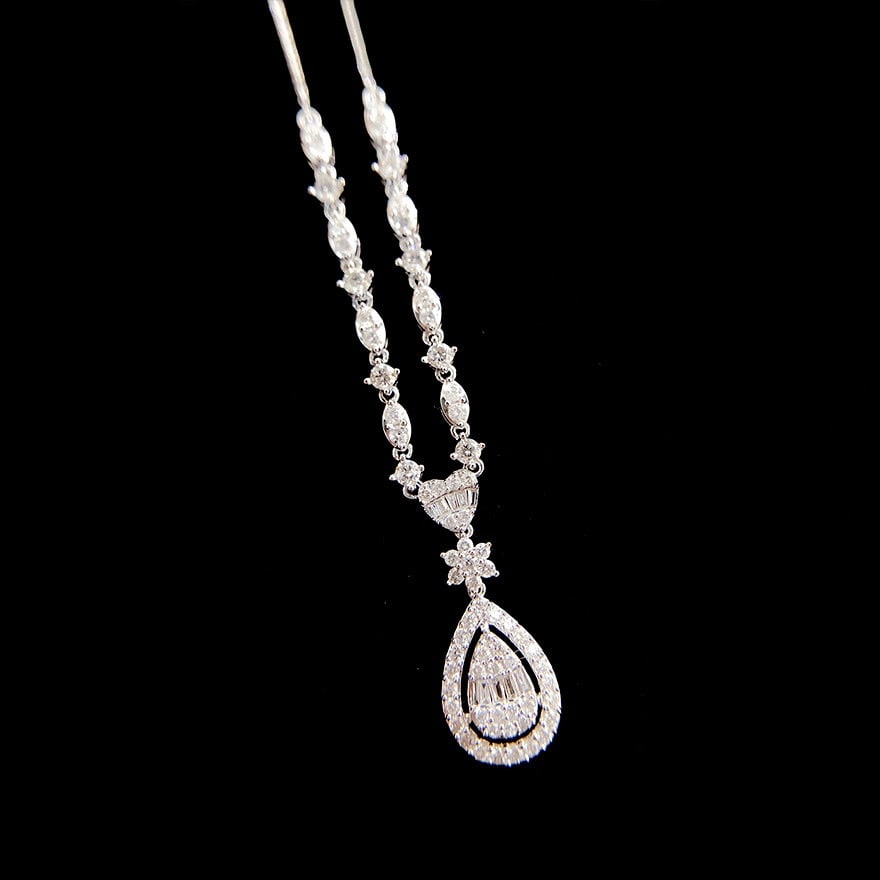 14k Gold 1 Ct Natural H Diamond Necklace - 4