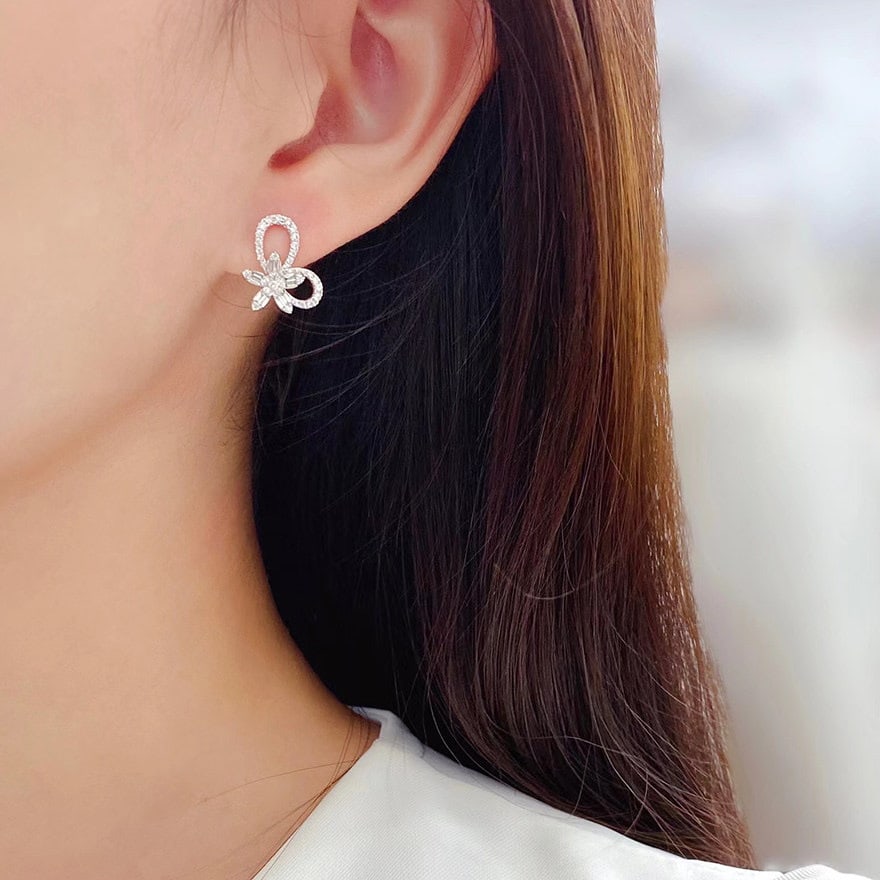 14k Gold 0.5 Ct Natural H Diamond Earrings - 3