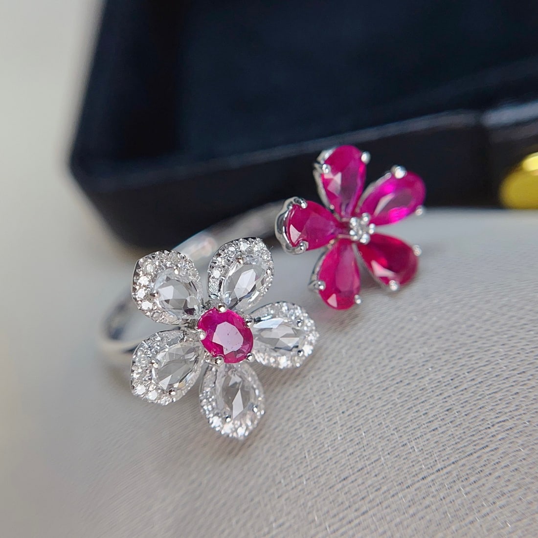 14k Gold 2.00 Ct Natural Ruby & Diamond & Sapphire Ring - 3