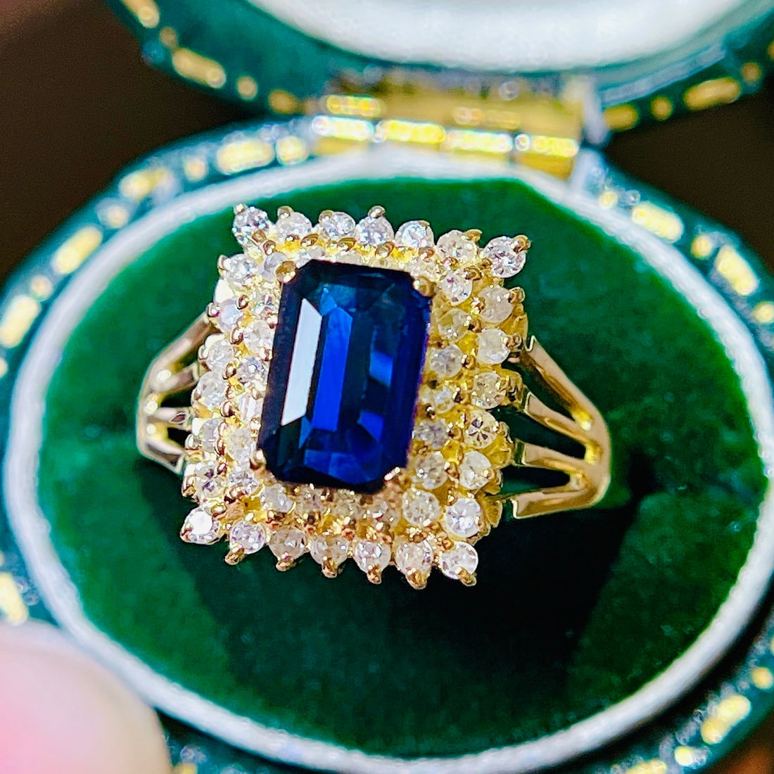 14k Gold 1.48 Ctw Natural Sapphire & Diamond Ring - 2