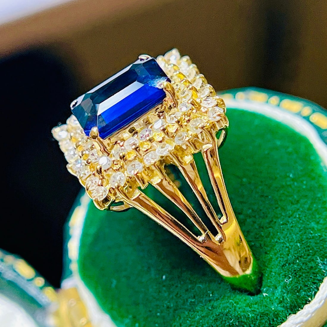 14k Gold 1.48 Ctw Natural Sapphire & Diamond Ring - 3