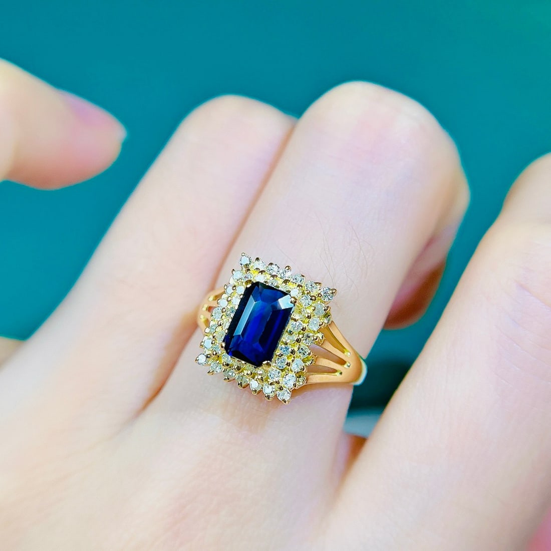 14k Gold 1.48 Ctw Natural Sapphire & Diamond Ring - 7