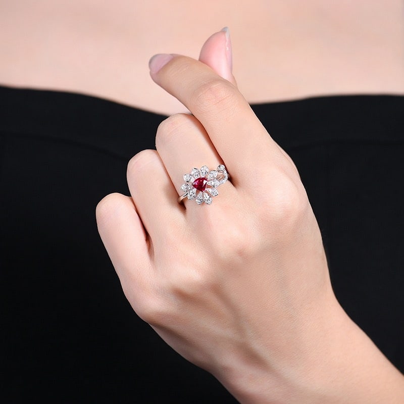 14k Gold 1.54 Ctw Natural Ruby & Diamond Ring - 6