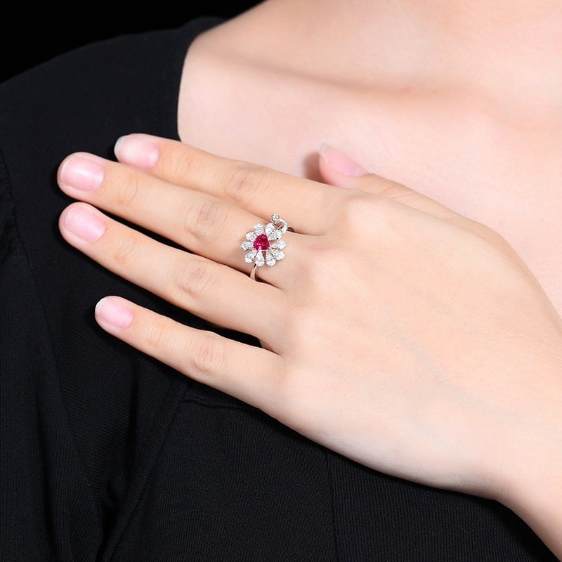 14k Gold 1.54 Ctw Natural Ruby & Diamond Ring - 7