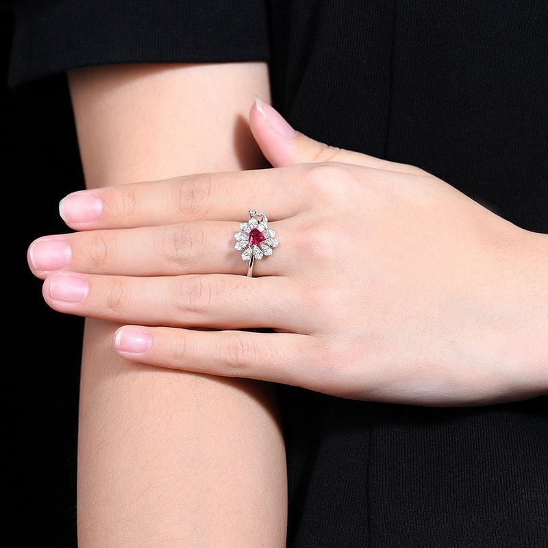 14k Gold 1.54 Ctw Natural Ruby & Diamond Ring - 8