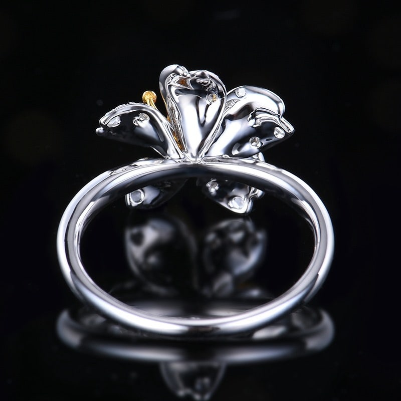 14k Gold 0.95 Ctw Natural Ruby & Diamond & Flowers Ring - 5