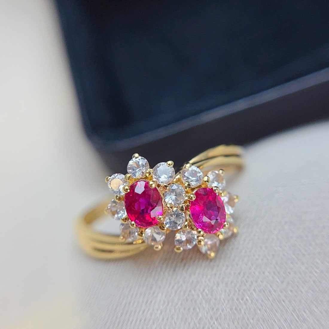 14k Gold 0.70 Ct Natural Ruby & Sapphire Ring - 3