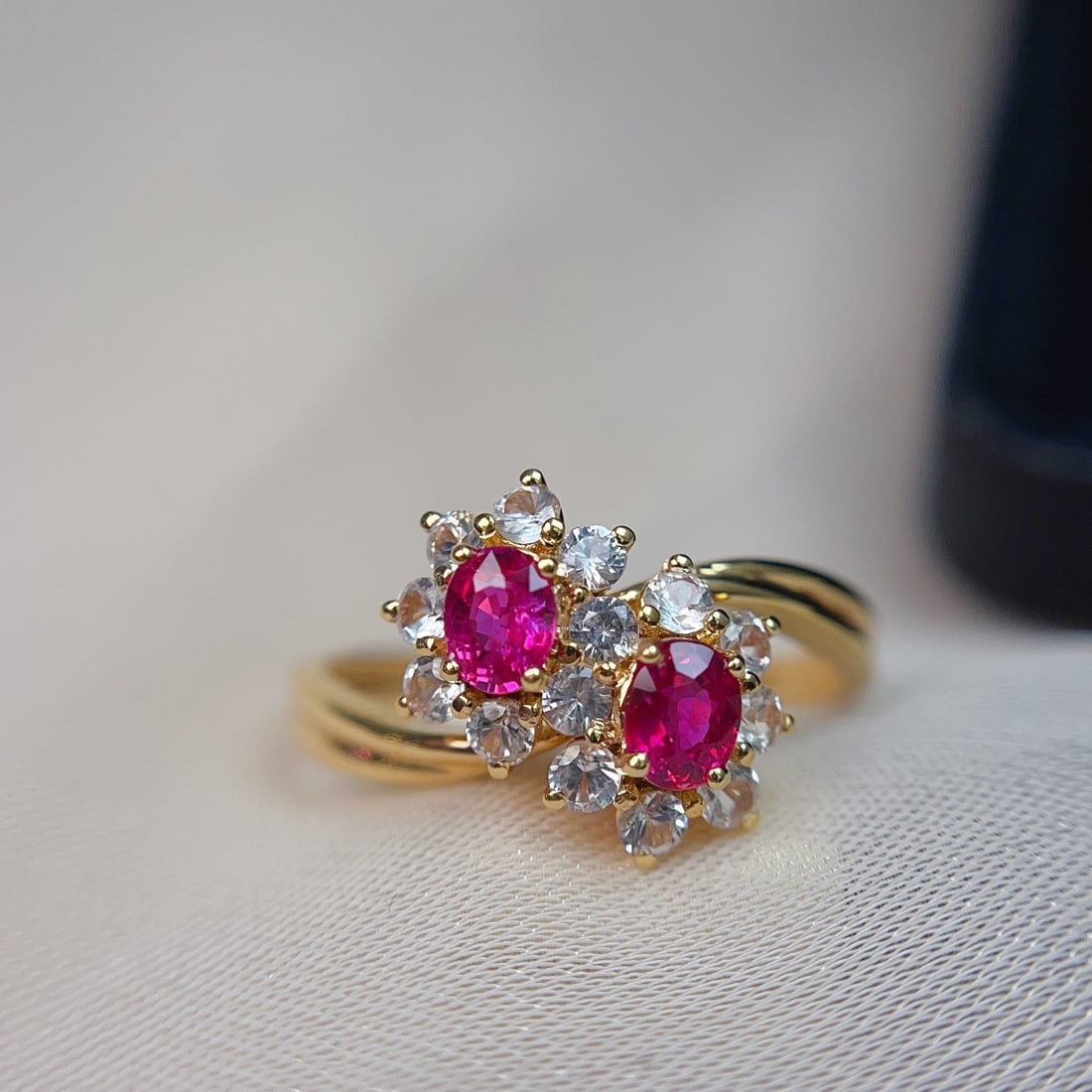 14k Gold 0.70 Ct Natural Ruby & Sapphire Ring - 4