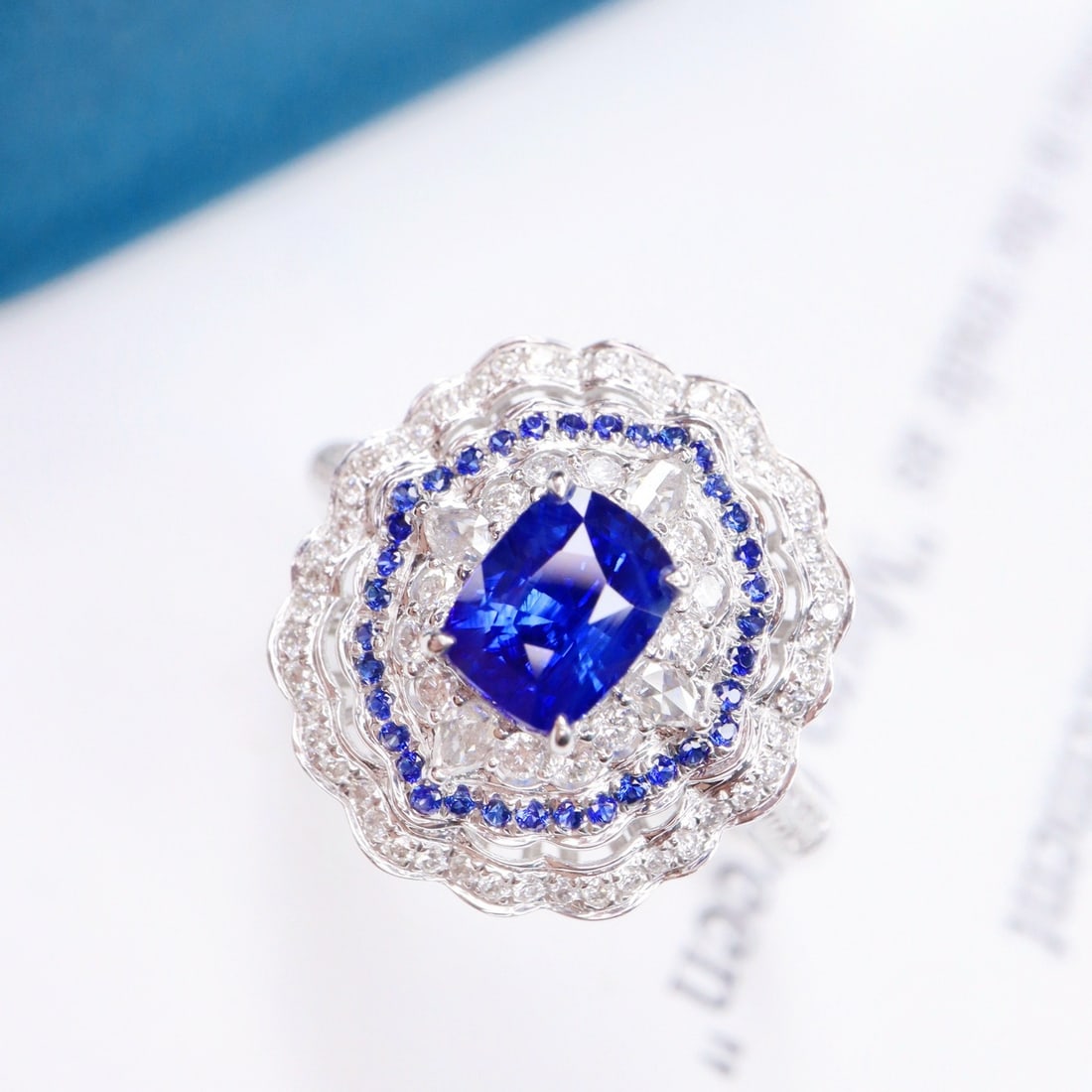 14k Gold 1.79 Ctw Natural Sapphire & Diamond Ring - 3