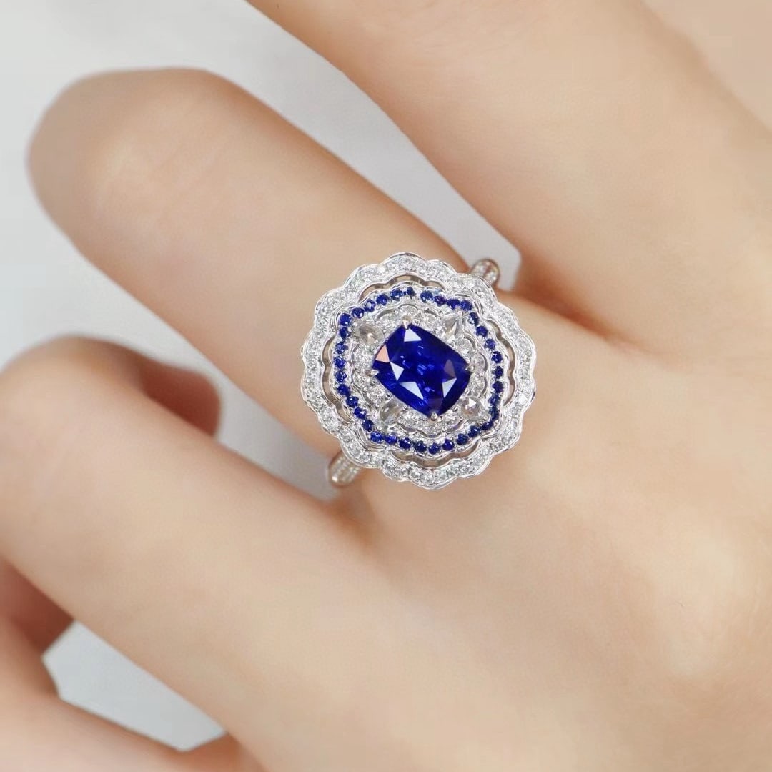 14k Gold 1.79 Ctw Natural Sapphire & Diamond Ring - 5