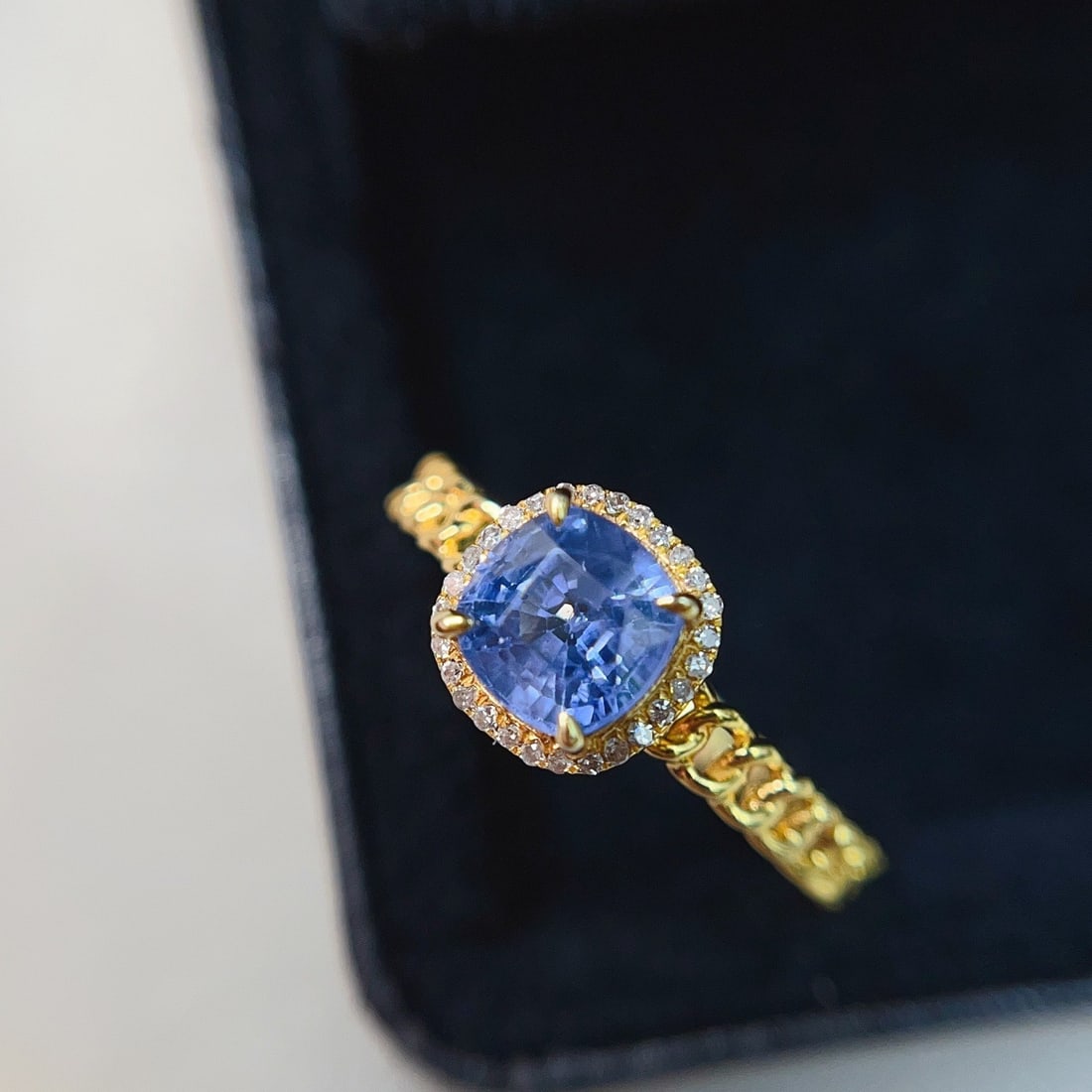 14k Gold 1.15 Ct Natural Sapphire & Diamond Ring - 3